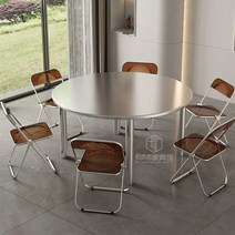 스텐 원형 테이블 1200 대형 연회장 접이식 식탁 마당, 직경 120 원형 테이블 (접이식 다리)