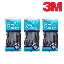 3M 슈퍼그립 윈터 겨울 기모 코팅작업장갑 5개입, L, 3개입