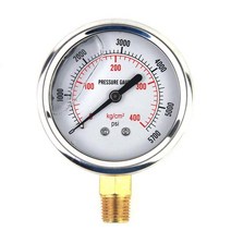 0-5000 PSI 자동차 차량용 계기 미국 스테인레스 스틸 액체 충전 압력 게이지 오일 물 유압 Manomete, 01 Silver