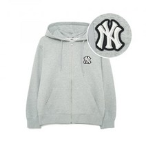 엠엘비 MLB 베이직 미디움로고 후드 집업 NY (Melange 그레이 )3ATRB0131-50MGS