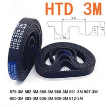 타이밍 벨트 풀리 타임 폭 6 10 15 20mm HTD 3M 고무 아크 치아 타이밍 벨트 피치 길이 579 582 585 588, 15mm_609mm_1 개