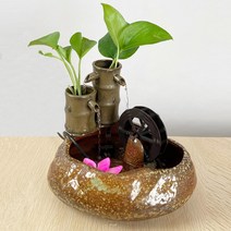 인테리어 겨울 가습기 세라믹 물레방아 미니분수대 안개없음, 화수분-연한색은녹식을함유하지않음