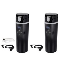 520ml 자동차 가열 컵 304 스테인레스 스틸 자동차 전기 물 컵 전기 주전자 커피 차 우유 가열, 01 Black
