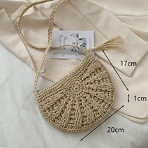 라탄백 왕골 미니 라탄 수제 가방 라파아 백 캐주얼 하프 문 여성 밀짚 등나무 어깨 고리 버들 짠 레이디 할로우 크로스 바디 여름 해변 여행 작은 핸드 지갑