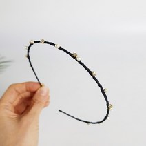 시크몽 포인트 진주 큐빅 컬러 얇은 머리띠 헤어밴드