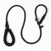 목줄 일체형 컬러로프 리드줄 소형견 중형견 대형견 사이즈, 길이1.7M, 두께1.2cm, 블랙