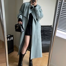 FANSYLI 캉구 나무 2022 가을 홍콩 스타일 유행 긴 트렌치 코트 여성 코트 한국 스타일 캐주얼 슬리밍 벨트 카디건 5113 9F