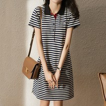 디패치 스트라이프 카라 원피스
