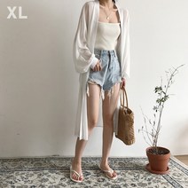여성여름롱가디건 XL 화이트 여성롱가디건 오픈가디건 여성여름가디건