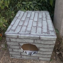 야외 대형견 큰개 진돗개 강아지 판넬 난방 조립식 개집 실외 플라스틱 보온 강아지집 001 DIY 수제 애완, 회색 벽돌 원형 구멍(슬로_트럼펫(고양이 1-2마리)