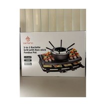 befano 들러붙지 않는 퐁듀 냄비가 있는 3-in-1 라끌렛 그릴. 조정 가능한 온도 조절기. 134865