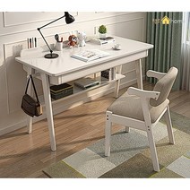 [핼로홈] 원목책상 모던/엔틱 원목책상 고무나무 서랍/선반 포함 브라운/화이트/원목색, 원목 서랍+선반형, 화이트