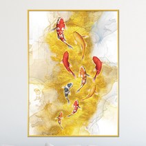 아트블루 풍수에 좋은 그림 물고기 황금 구어도 동물 풍수 인테리어 액자, 11번구어도A금가루 블랙배경