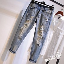 청바지 찢청 9부 여성 여름 찢어진