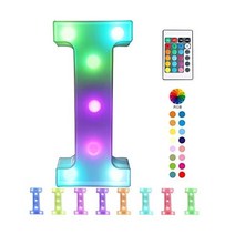 리모컨이 있는 푸클라 컬러 LED 마크 글자 조명 – 조명 사인 – 집을 위한 파티 바 장식 다양한 색상 A, I