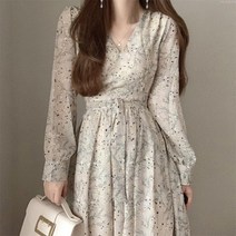 해외직구 롱 플라워 원피스 가을 봄 루즈핏 빅사이즈 하객룩 여신 여자 연예인 사복 코디