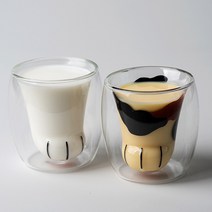 인블룸 고양이발 이중유리컵 (180ml), 블랜드, 1개