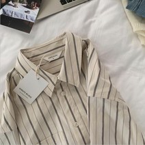 구김없는 기상철사람들 여자 줄무늬셔츠 간절기 슬림 사내맞선 소라색 파란색 직장 스프라이트셔츠 롱기장
