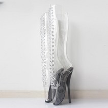 까치발 킬힐 폴댄스 플레져힐 이그조틱 투명 스트랩 PVC 가보시 하이 드랙퀸 발레 부츠