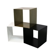 [VF-39] 철재 양면 오픈 BOX / 블랙 화이트 철제 공간박스/스틸 큐브박스/가방 신발디스플레이/백화점 DP 진열선반/철재 블랙 사각선반/받침대