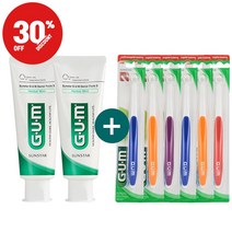 30%할인 GUM 검 교정 엔드 터프트 칫솔 (308) 6개입 치약 2개 세트, 엔드터프트 칫솔 6개(30%할인)+130G치약 2개