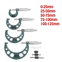 외부 나선형 마이크로 미터 0-25mm/25-50mm/50-75mm/75-100mm/100-125/175-200mm 정확도 0.01mm 게이지 버니어 캘리퍼스 측정 도구, 25-50mm