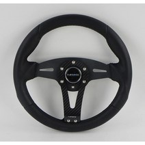 NRG Innovations ST002RCF 탄소 센터 스포크가 있는 블랙 가죽 핸들