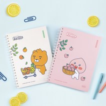 카카오프렌즈 리틀프렌즈 프루티 인덱스 스프링 노트 L B5 새학기 오피스 수첩 과목 필기, 리틀어피치