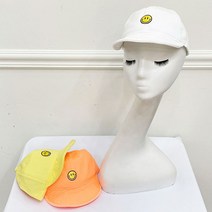 3컬러 스마일 자수 아동 작은사이즈 네온컬러 캡모자