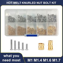 M1 304 스테인레스 스틸 나사 및 열 황동 인서트 너트 세트 널링 내장 구리, 01 M1 (500pcs 1set)
