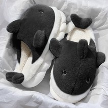 등산 방한부츠 아웃도어 두꺼운 플랫 플랫폼 플러시 슬리퍼 남녀 공용 미끄럼 방지 가정용 모피 만화 상어