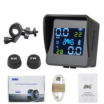 ATDIAG 오토바이 타이어 공기압 측정기 TPMS 태양광 충전 온도측정 누수알림 IP67방수 외부센서, 1set