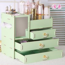 편리한 대형 화장품 메이크업 쥬얼리 립스틱 보관 정리 케이스 3 레이어 나무 홀더 보관함, [03] green