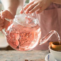 매화 유리 다기 주전자