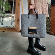 노이에 남녀공용 헤링본 빅 스퀘어 숄더백 토트백