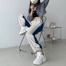 더클립 / 스 우 파 반반 배색 쭈리 조거팬츠 트레이닝복 팬츠