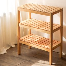 2.9cm 상판 소나무 원목 미끄럼방지 3단 수납 화분 진열대