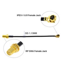 10pcs IPEX 케이블 SMA 여성 uFLu.FLIPXIPEX1 1 남성 플매트 카펫 매트 러그 WIFI 안테나 RF RG1.13 피그 테일 확장, [02] RP SMA F to IPEX1 F, [06] 30CM