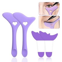 Jutqut 4피스 아이라이너 스텐실 재사용 가능한 실리콘 다목적 아이 메이크업 도구 날개 달린 마스카라 #핑크 798584, #Purple(4Pcs)