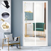 방문 커튼형모기장 자석식 방충망 자기 파리 곤충 방충망 방모기 문 파리 방충망 자동 그물망 파리 커튼 없음 침실 발코니 주방용, 화이트A