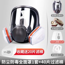 전면 방독 방진마스크 페인트 농약 스프레이 호흡용보호구 방독면 특수마스크, B 전면마스크+필터 40장