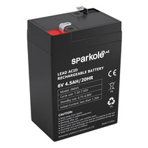 납산배터리 Sparkole 6V 4.5Ah 납산 배터리 휴대용 충전식 전원 공급 장치 야외 캠핑 장난감 램프 LED 조명, 한개옵션0