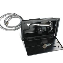 차 캠핑카 부품RV 외부 샤워 박스 헤드 조절 가능한 수량 냉온수 잠금 캐러밴 캠핑 액세서리, 01 Black, Black