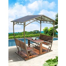 정자 테라스 원두막 농가 천막 목조 통나무 마당, 선샤인 보드 오두막