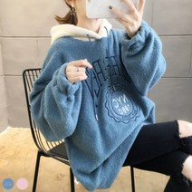 도오빠 여성 후드티 오버핏 티셔츠 기모 양털 긴팔티 가을 겨울 여자후드티
