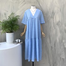 [행복여] 모리 셔링 캉캉 브이넥 루즈핏 원피스