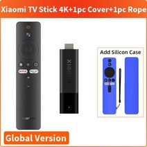 xiaomi 호환-글로벌 버전 Mi TV 스틱 4K 안드로이드 쿼드 코어 1080P 돌비 DTS HD 디코딩 2GB RAM 8GB ROM 구글 어시스턴트 넷플릭스, [01] EU Plug, [03] Add Blue Cover