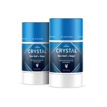 CRYSTAL 마그네슘 솔리드 스틱 천연 데오도란트 무자극 알루미늄 프리 데오도란트남성 및 여성용 안전하고 효과적으로 냄새 제거 베이킹 소다 바다 소금 세이지 2.5온스2개 팩
