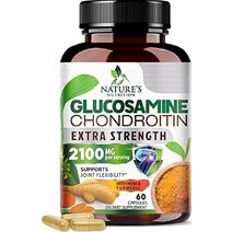 네이처스뉴트리션 글루코사민 콘드로이틴 강황 MSM 보스웰리아 2100mg - 180캡슐, 60 카운트(1팩)