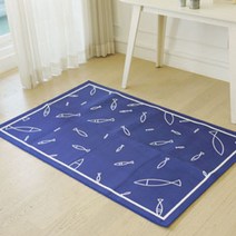 [∂LL7] 피쉬 반평러그 블루 인테리어발매트 고양이 사각 러그 카페_h§eEA